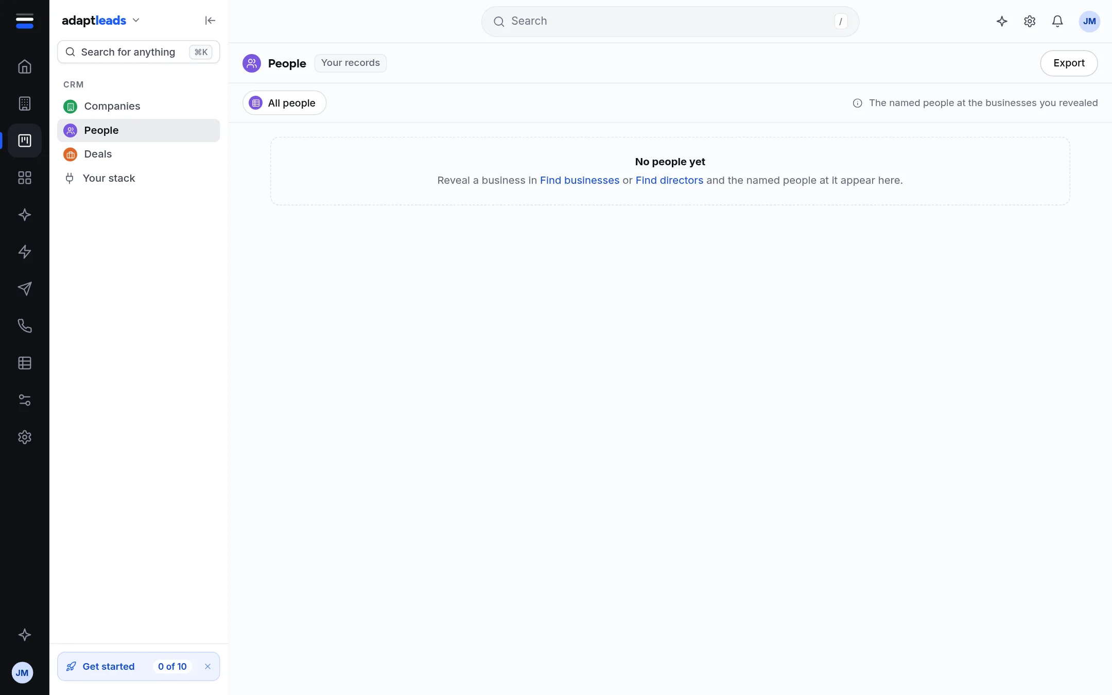The Revealed people page on a new account