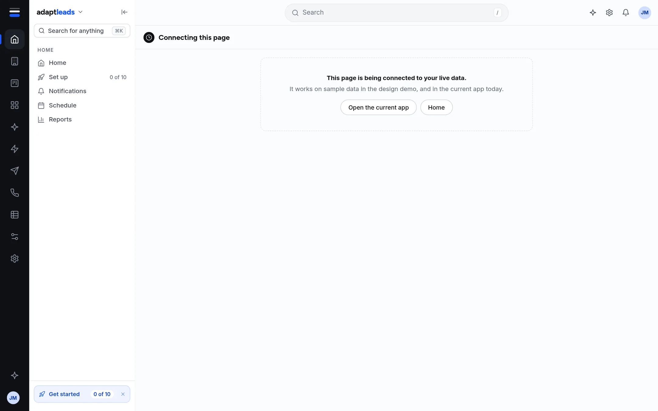 The Set up your CRM page asking how you want to start